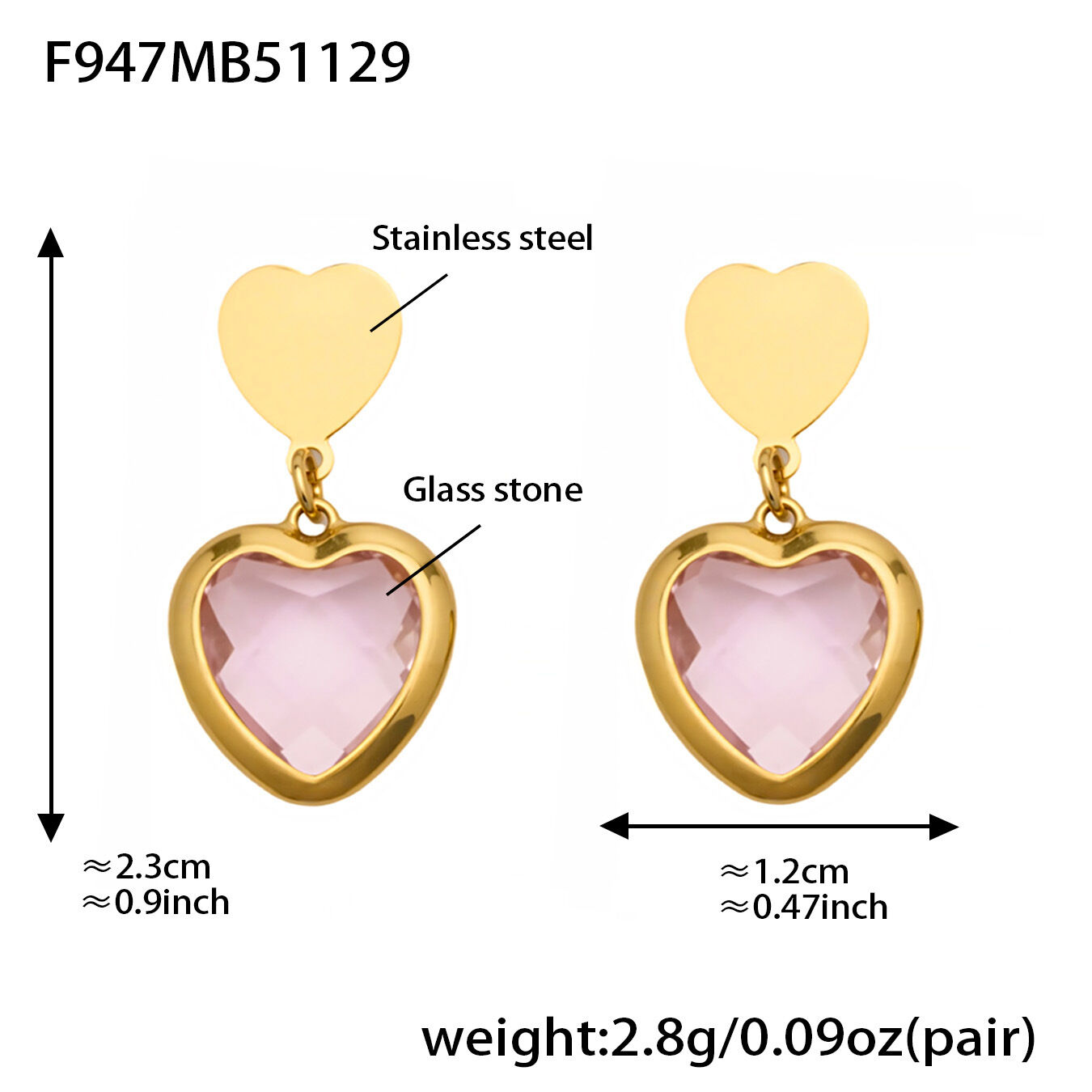F947 - Pink Faceted Stone Gold Earrings Picture14