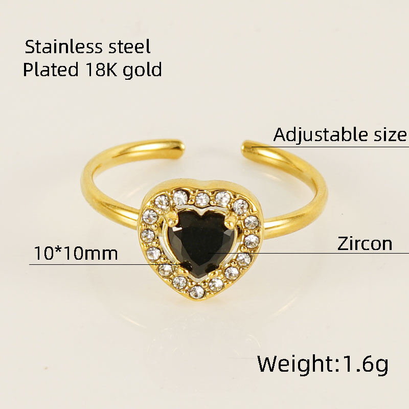 586 - Heart-Shaped Ring [Black Diamond] Picture3