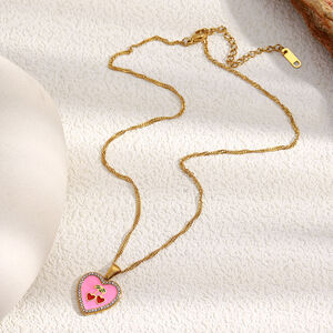 1 Piece Seewt Daily Heart Cherry Stainless Steel Waterproof Women's Pendant Necklaces h5 Picture3
