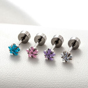 Sweet Star Stainless Steel Waterproof Zircon Women's Piercing Earrings h5 Picture5