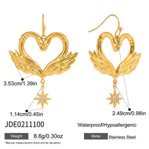 Romantic Series Elegant Swans Stainless Steel Waterproof Gold Color Women's Jewelry Sets h5 Picture2