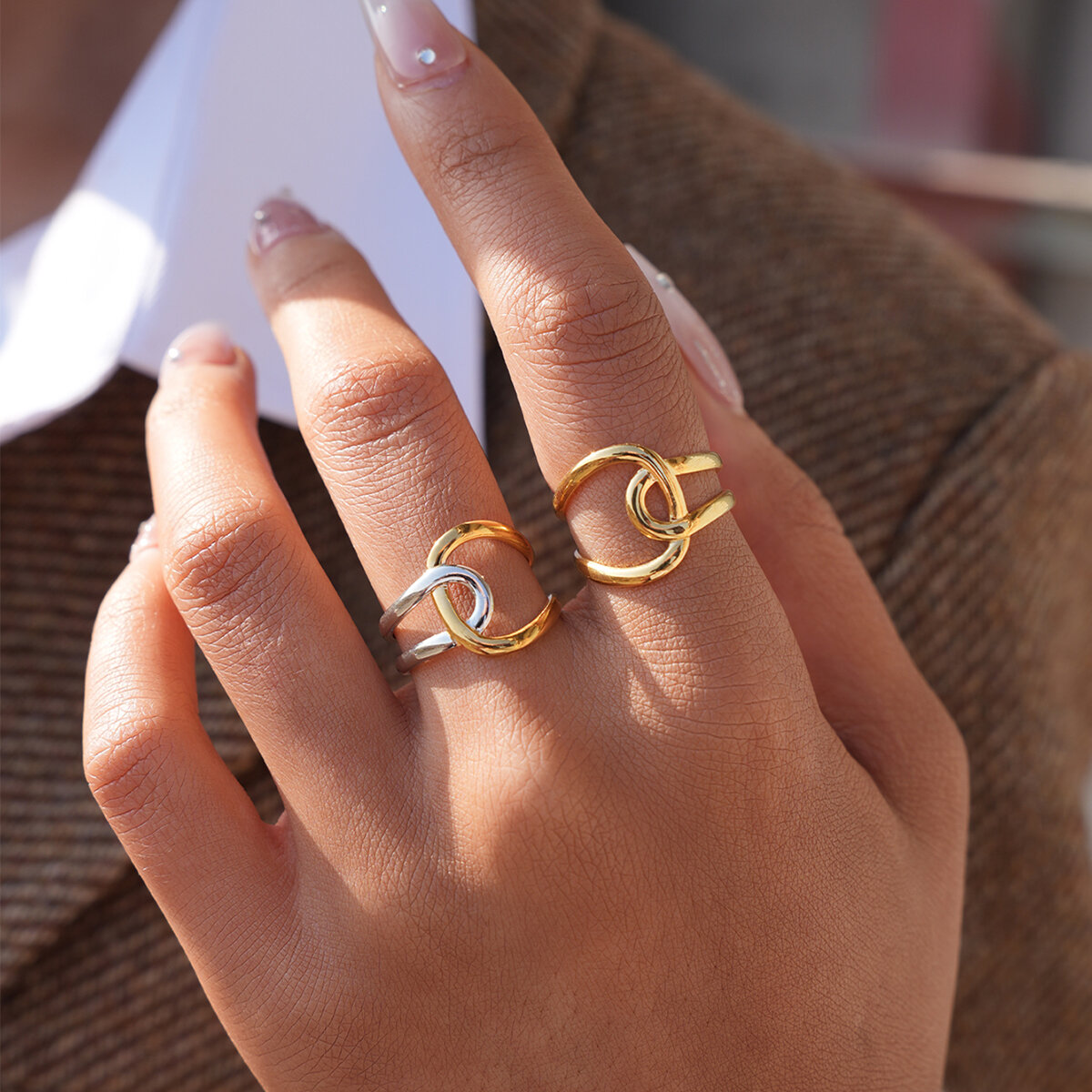 Simple Series Daily Irregular Shape Stainless Steel Waterproof   Gold Color  Statement Rings