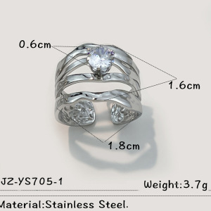 1 Piece Stainless Steel Waterproof Zircon Gemstone Ring h5 Picture2