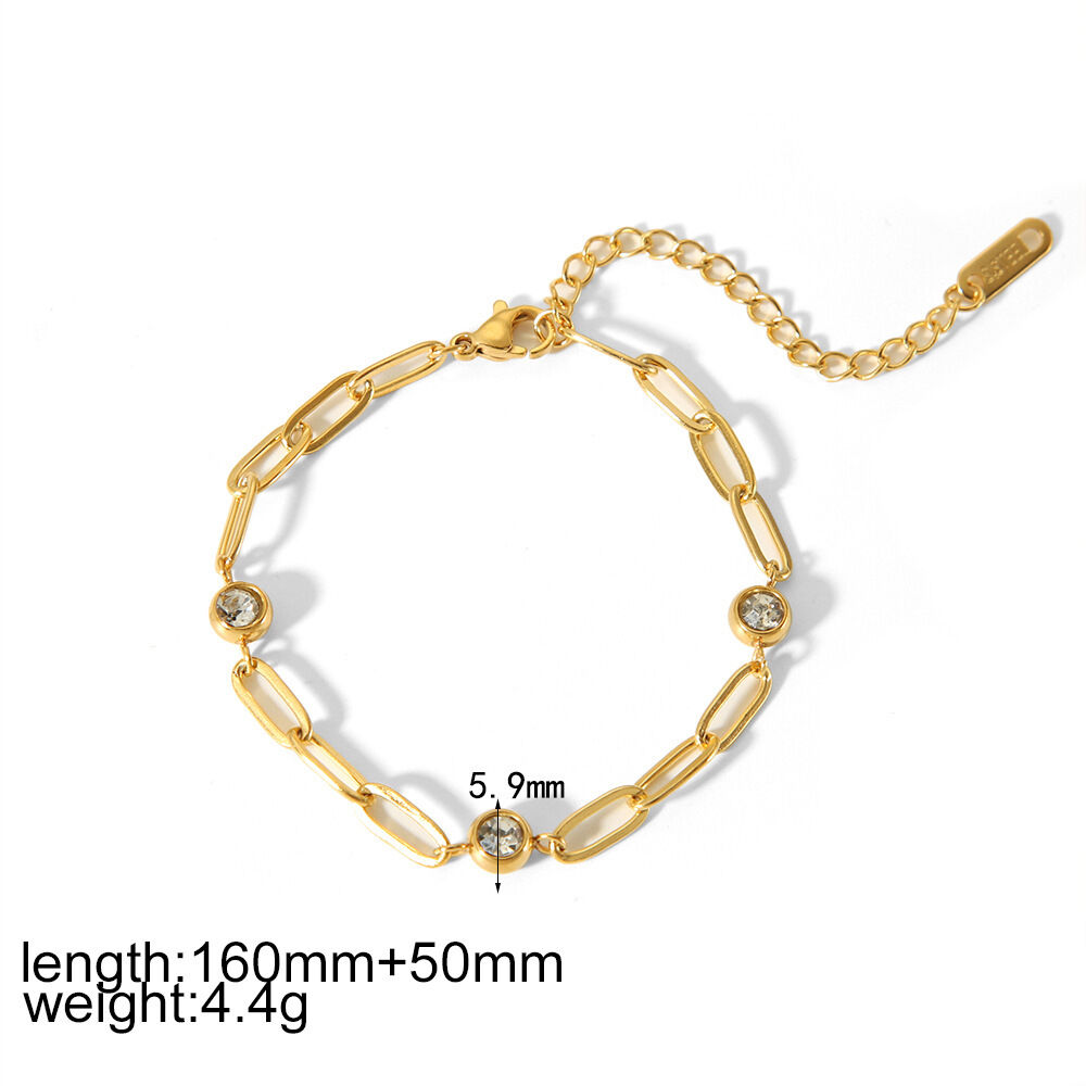 Glänzende, wasserdichte Damenarmbänder aus Edelstahl in Goldfarbe mit Strasssteinen h5