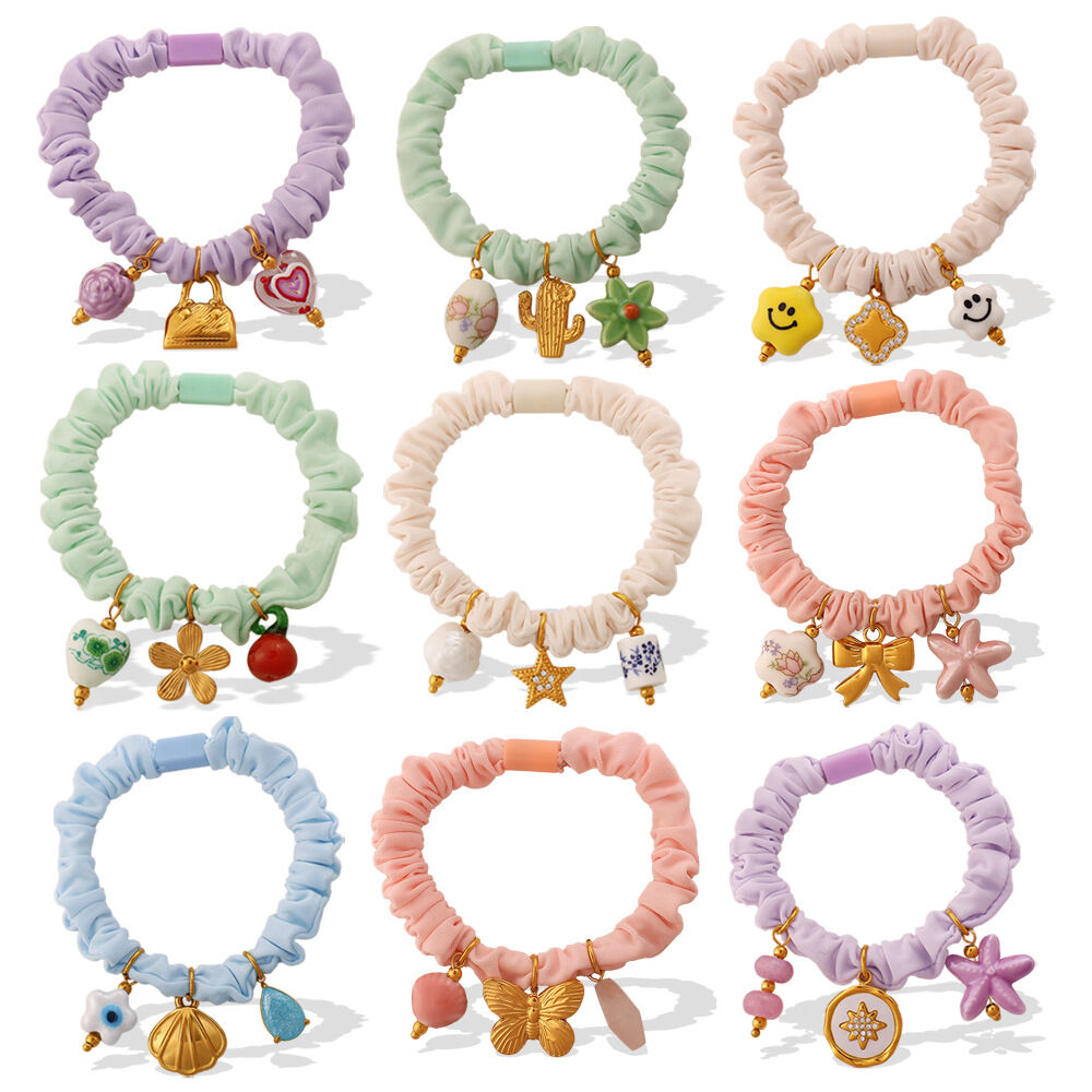 Colorful Bow Knot Stainless Steel Gold Color Shell Waterproof&Anti-tarnish Women's Scrunchies h5 Picture6