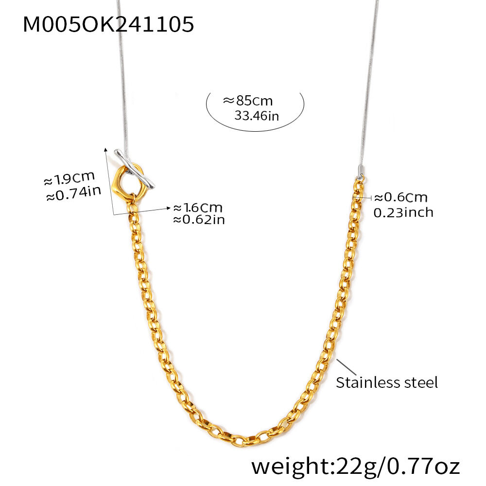 M005 - Diamond And Steel Joint Sweater Chain - 80Cm 