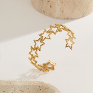 Luxurious Star Hollowed-out Stainless Steel Waterproof Anti - Tarnish Gold Color Women's Cuff Bracelets h5 Picture2