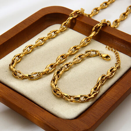 1 Piece Chain Stainless Steel Waterproof Anti - Tarnish Gold Color Women's Jewelry Sets 2