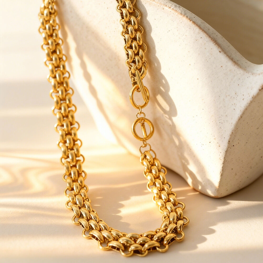 1 Piece Modern Chain Stainless Steel Waterproof Gold Color Women's Chain Necklaces h5Picture2