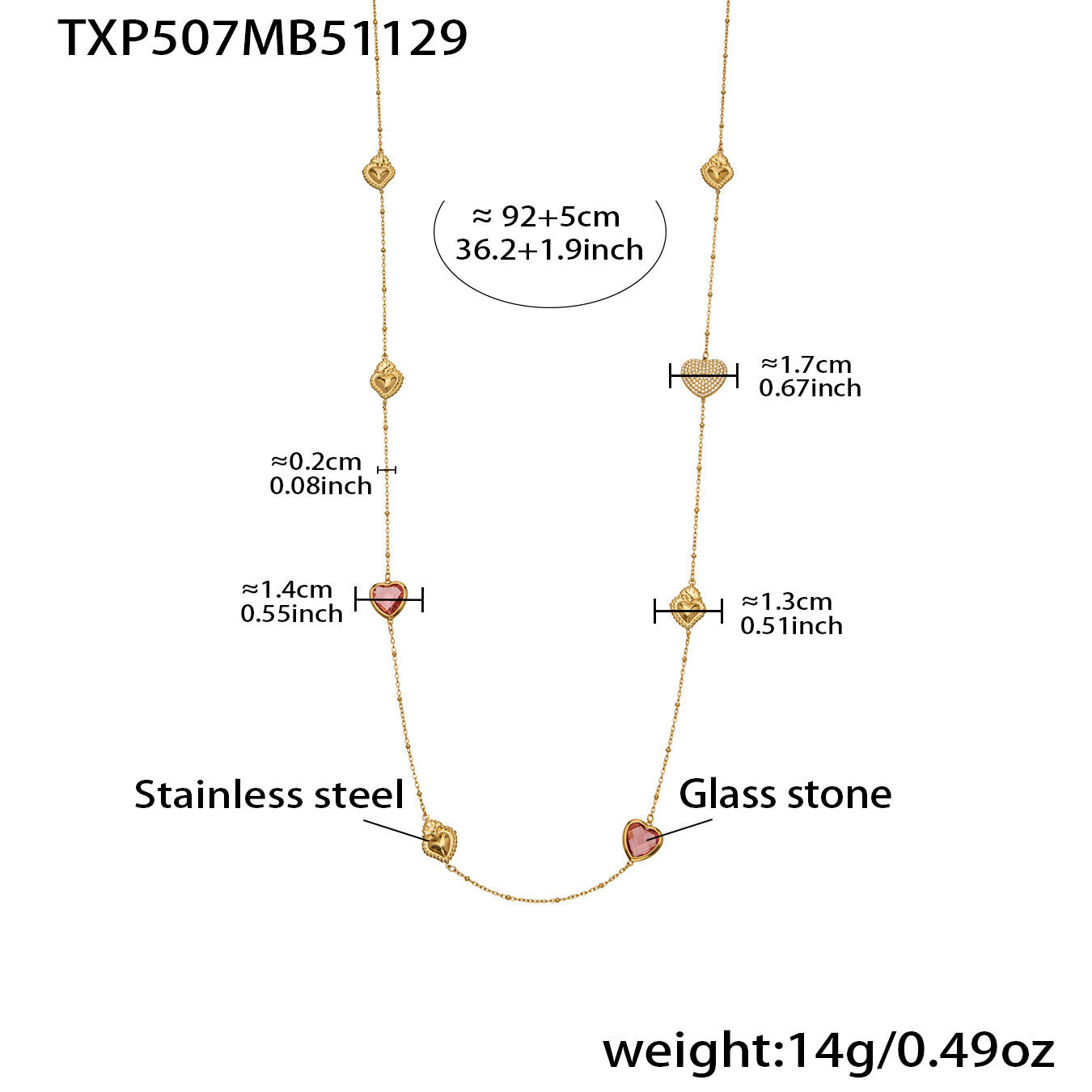 Txp507 - Red Long Necklace 92+5Cm Picture5