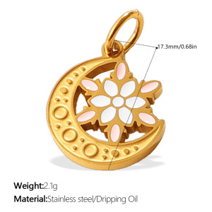 Colgantes De Acero Inoxidable Dorado Sun&Moon Para Mujer, Resistentes Al Agua Y Al Deslustre. h5 Imagen2