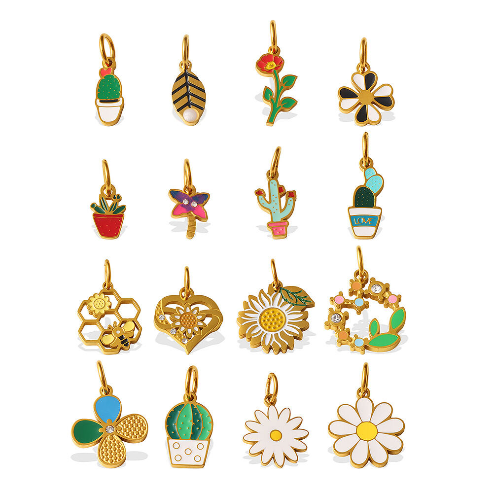 Natural Plant Stainless Steel Gold Color Waterproof&Anti-tarnish Women's Pendants Picture5