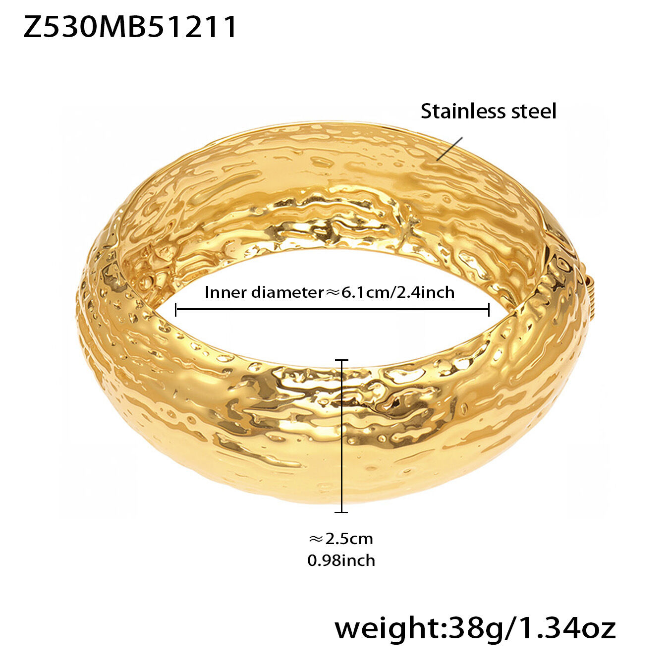 Z530 - Gold Open Bangle Picture3