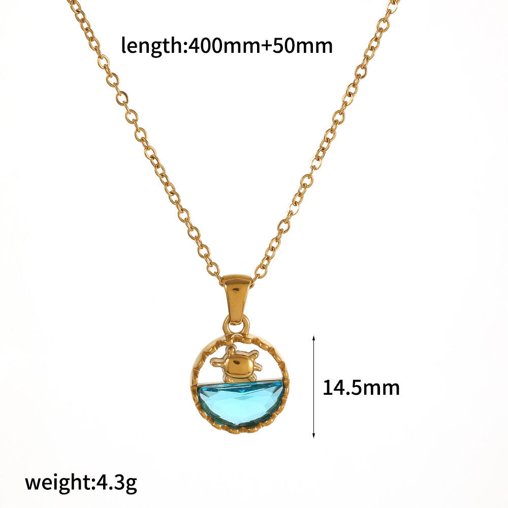 Vacation Sea Stainless Steel Waterproof Gold Color Rhinestone Women's Pendant Necklaces 