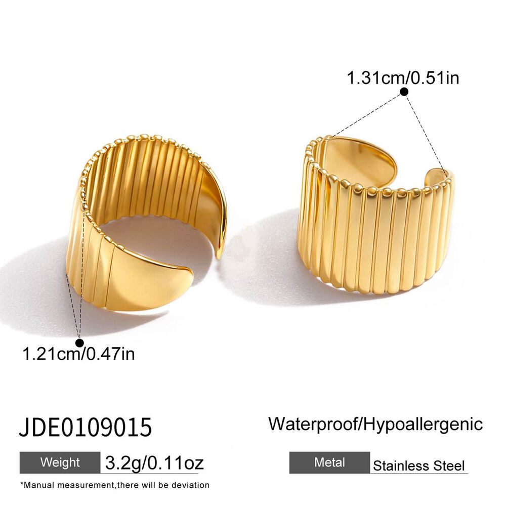 1 Pair Simple Lines Stainless Steel Waterproof Gold Color Women's Ear Cuffs Picture2