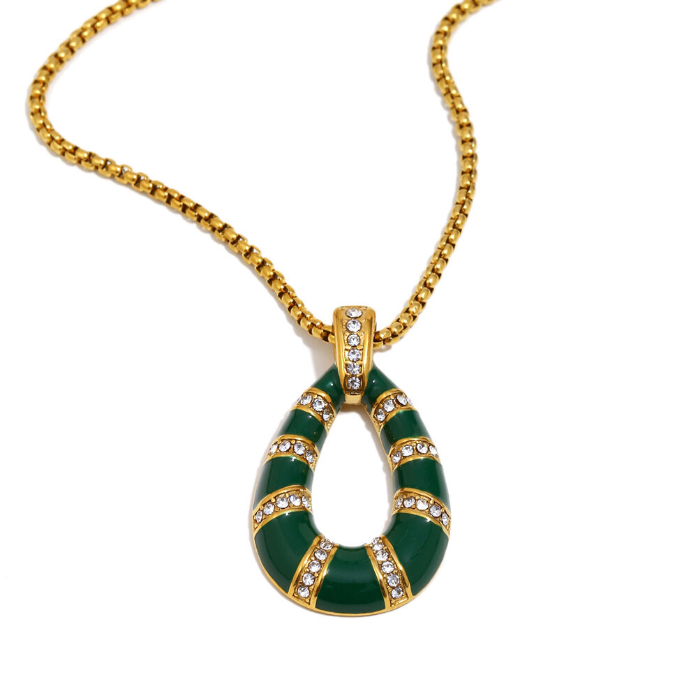 Water Droplet Openwork Oil Droplet Pendant Necklace - Chrysoberyl Picture2