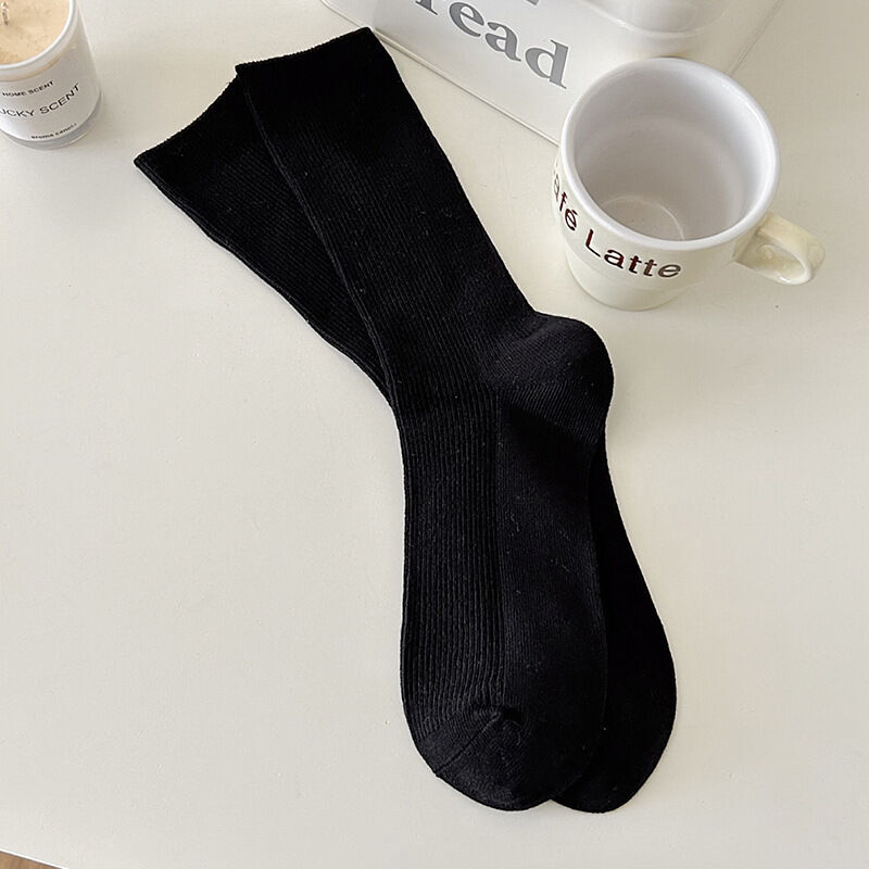 1 Pair Casual Versatile Soft Pure Cotton Mid-Calf Socks h5 