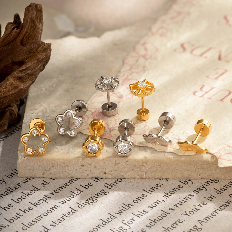 Delicate Butterfly Copper Gold Color Zircon Women's Piercing Earrings h5Picture5
