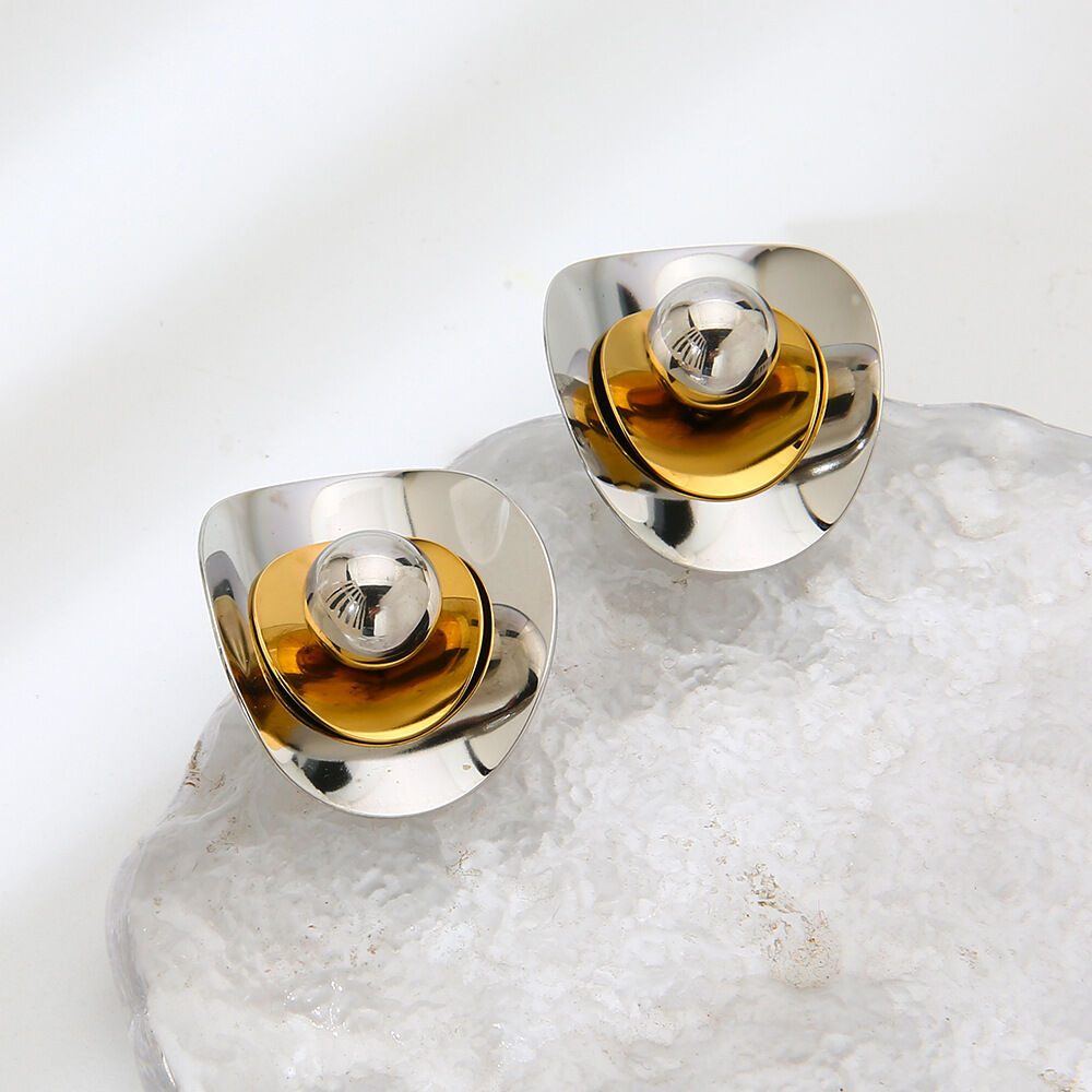 1 Pair Simple Irregular Shape Stainless Steel Waterproof Gold Color Women's Stud Earrings Picture3