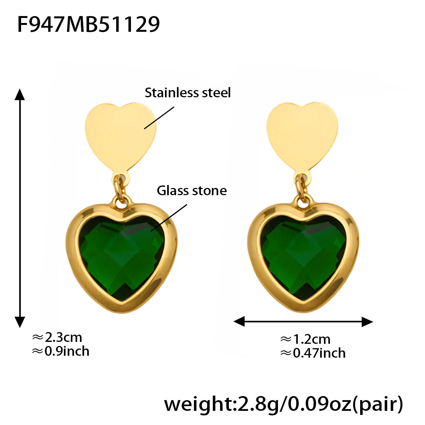 F947 - Green Faceted Stone Gold Earrings Picture11