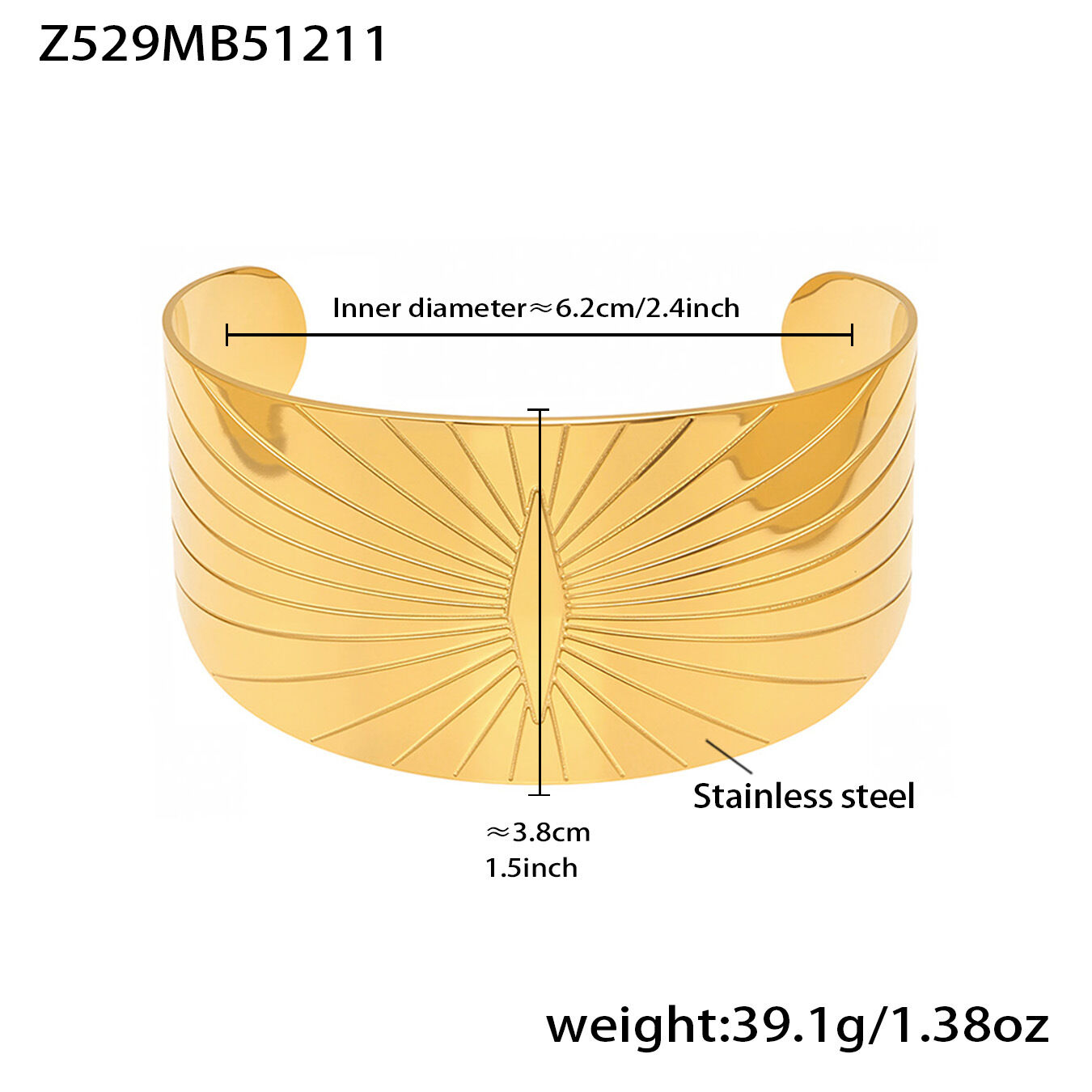 Radiated Stainless Steel Gold Color Waterproof Anti - Tarnish Women's Bangles h5 