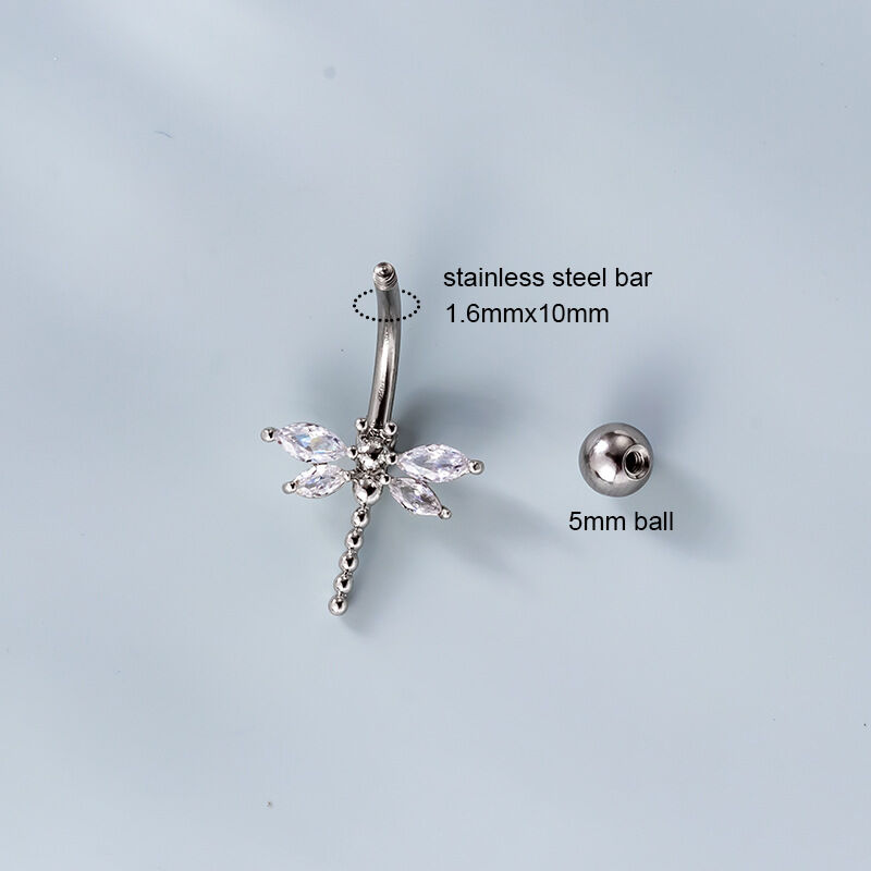 Delicate Heart Triangle Butterfly Copper Waterproof&Anti-tarnish Zircon Navel Piercings Picture5