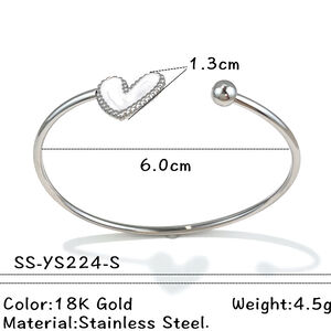 1 Piece Heart Stainless Steel Waterproof Gold Color Cuff Bracelet h5