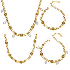 1 Piece Delicate Beads Chain Stainless Steel Waterproof Gold Color Women's Pendant Necklaces h5 Picture6