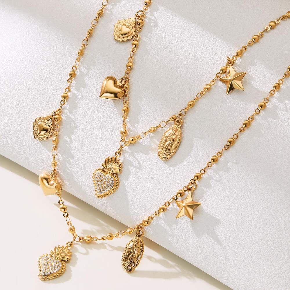 1 Piece Romantic Heart Bow Knot Stainless Steel Waterproof Zircon Women's Pendant Necklaces h5Picture3