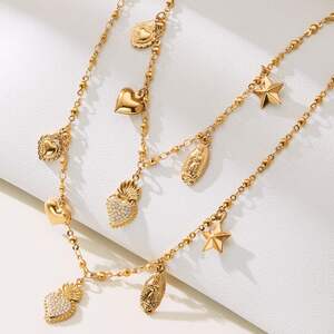 1 Piece Romantic Heart Bow Knot Stainless Steel Waterproof Zircon Women's Pendant Necklaces h5 Picture3
