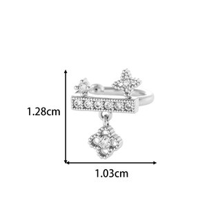 Delicate Butterfly Feather Copper Gold Color Zircon Women's Clip-On Earrings h5 Picture2