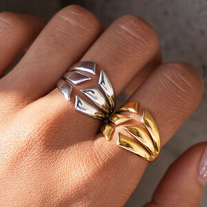 Daily Irregular Shape Stainless Steel Waterproof Gold Color Statement Rings h5 Picture7