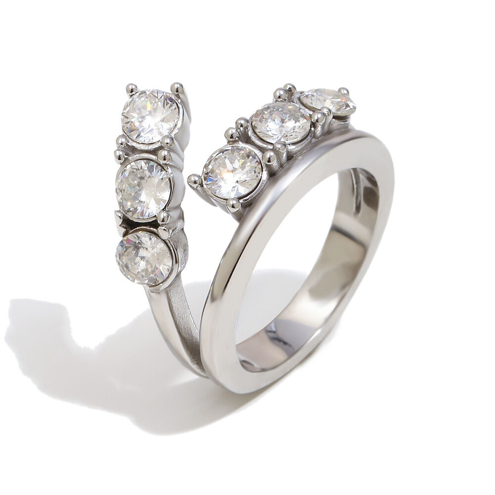 Double-Layered Zircon Ring - Steel Color/Number 8 Picture6