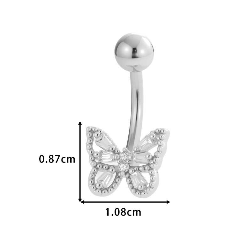 Brilliant Flower Cross Butterfly Copper Gold Color Zircon Navel Piercings Picture2
