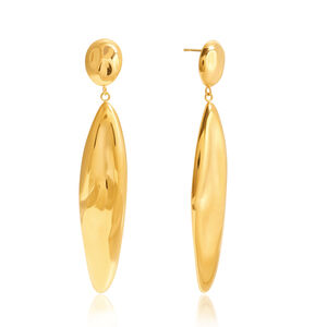 1 Pair Statement Solid Color Oval Stainless Steel Waterproof Gold Color Women's Dangle Earrings h5