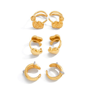 1 Pair Romantic Heart Stainless Steel Waterproof Gold Color Women's Ear Cuffs h5 Picture6