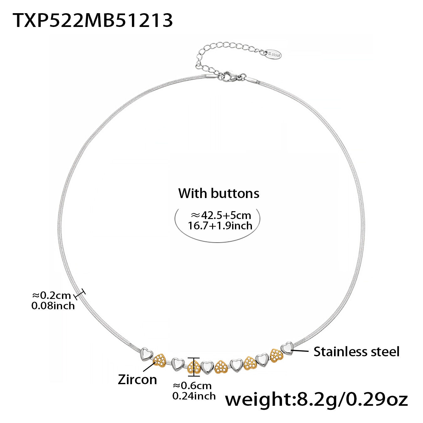 Txp522 - Color Block Necklace 41+5Cm 