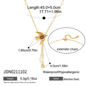 Elegant Natural Stone Bird Stainless Steel Waterproof&Anti-tarnish Gold Color Women's Pendant Necklaces h5 Picture2
