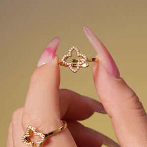 Shining Clover Stainless Steel Waterproof Gold Color Zircon Women's Jewelry Sets h5 Picture3