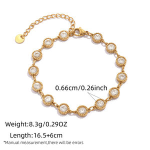 1 farbiges Zirkon-Armband aus wasserfestem, anlaufgeschütztem Edelstahl in Goldfarbe für Damen h5 Bild2