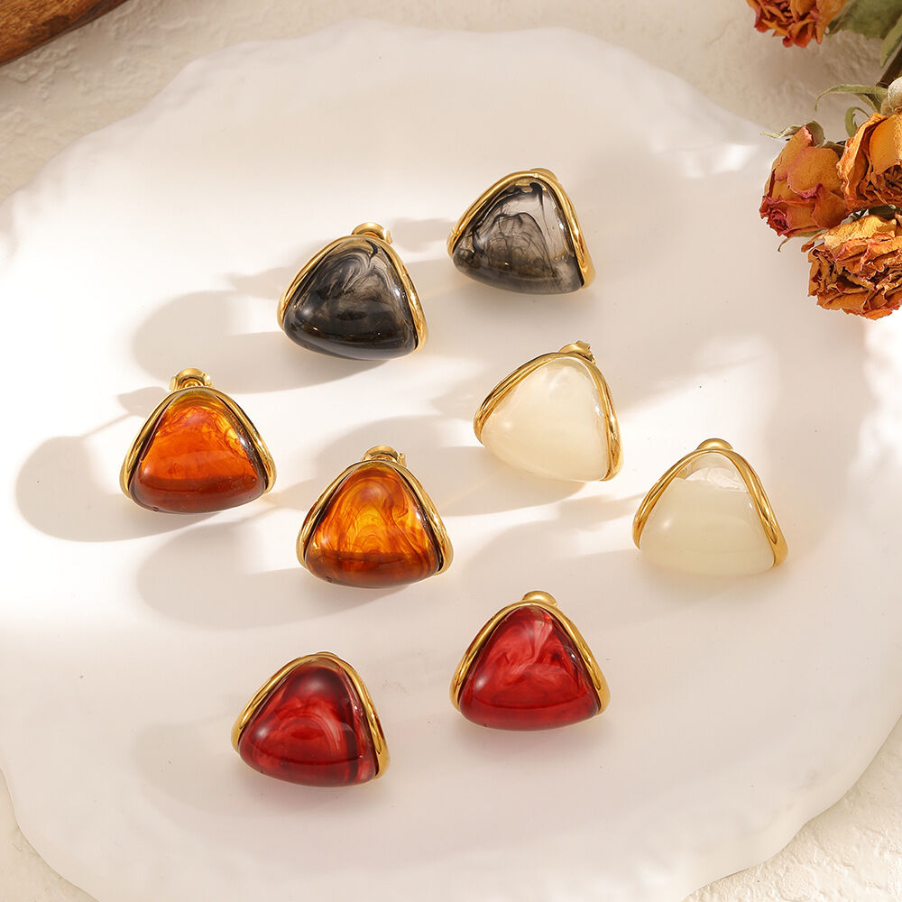 Simple Acrylic Triangle Stainless Steel Waterproof Women's Stud Earrings