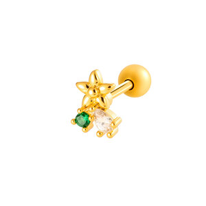 Green Zircon Snake Copper Gold Color Women's Piercing Earrings h5