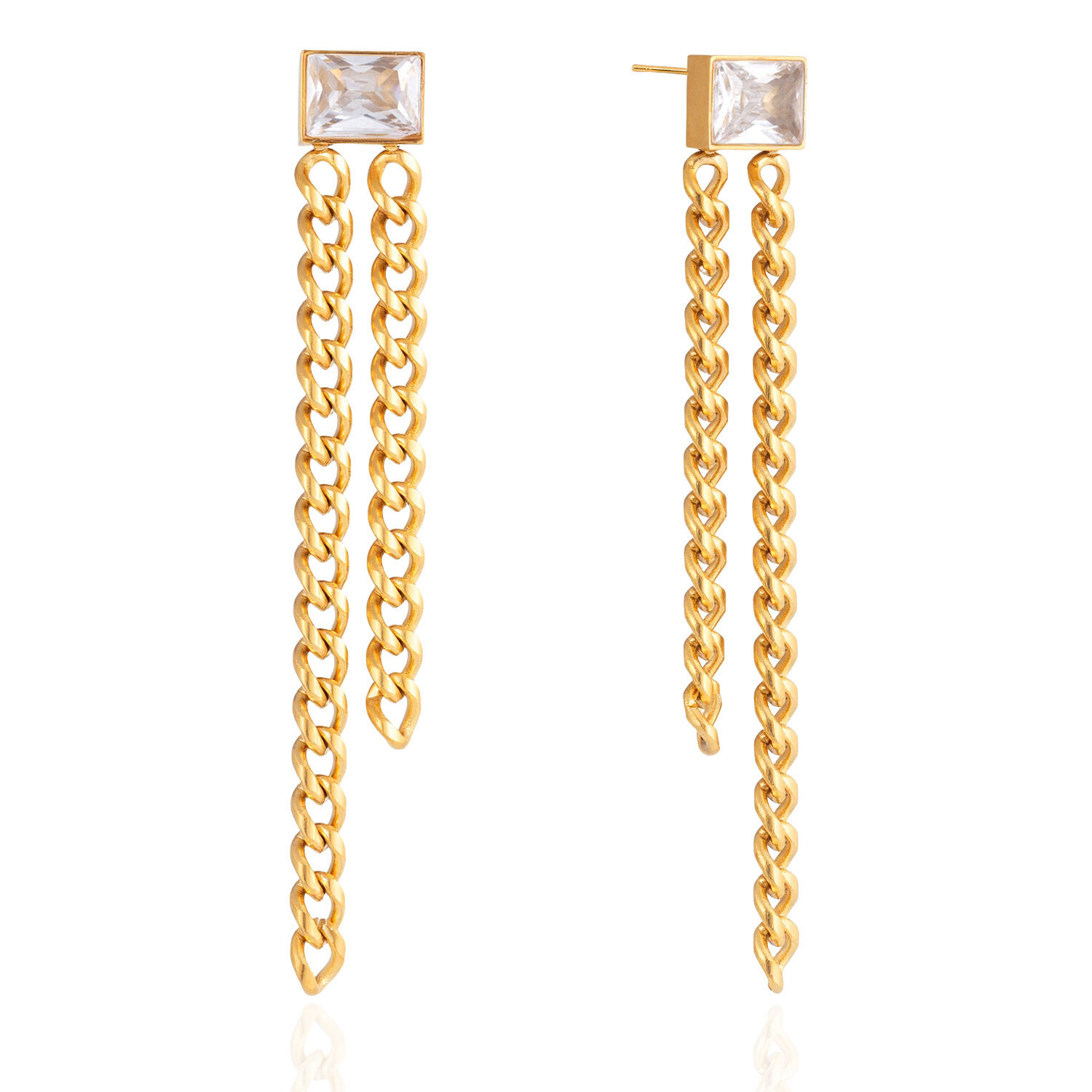 Luxurious Zircon Tassel Stainless Steel Waterproof&Anti-tarnish Gold Color Women's Dangle Earrings h5 