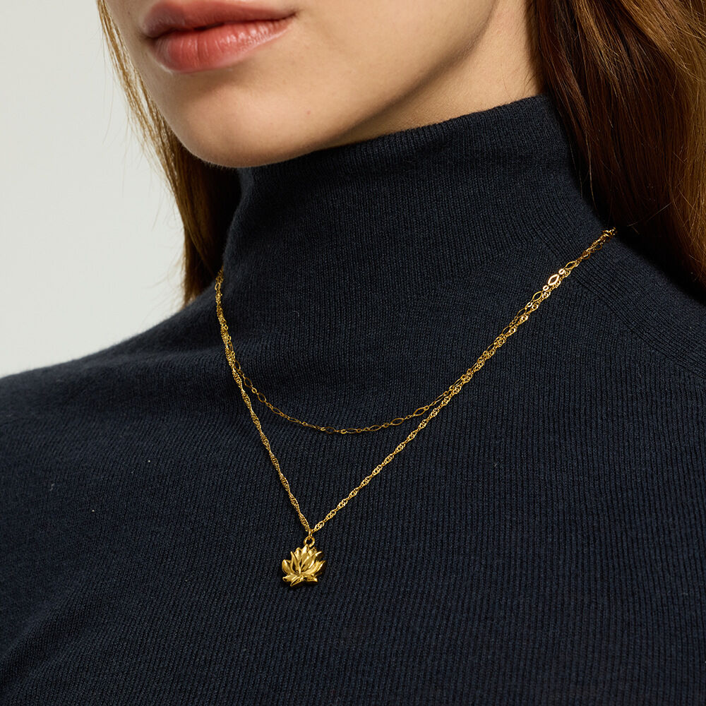 1 Piece Daily Chain Plant Stainless Steel Waterproof Gold Color Women's Pendant Necklaces h5Picture2