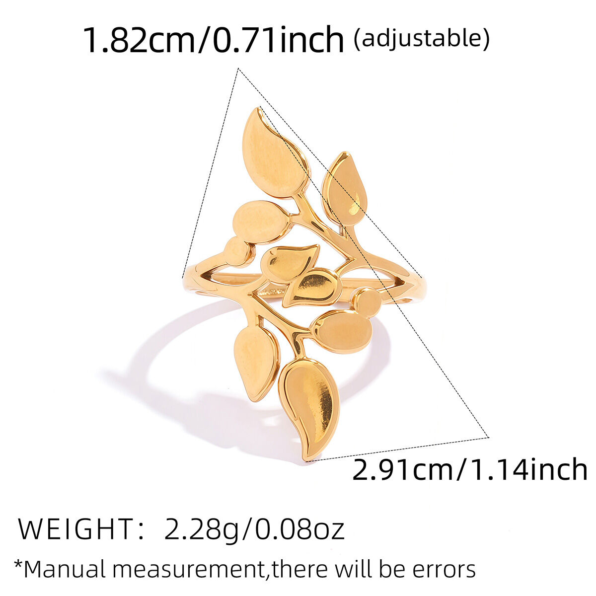 Simple  Daily Leaf Stainless Steel  Waterproof Fade Resistant  Statement Rings Picture2
