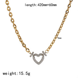 Stilvolles Herz-Schmuckset aus Edelstahl, wasserdicht, goldfarben mit Strasssteinen, für Damen h5 Bild4