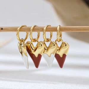 1 Pair Delicate Heart Stainless Steel Waterproof Gold Color Women's Drop Earrings h5 Picture2