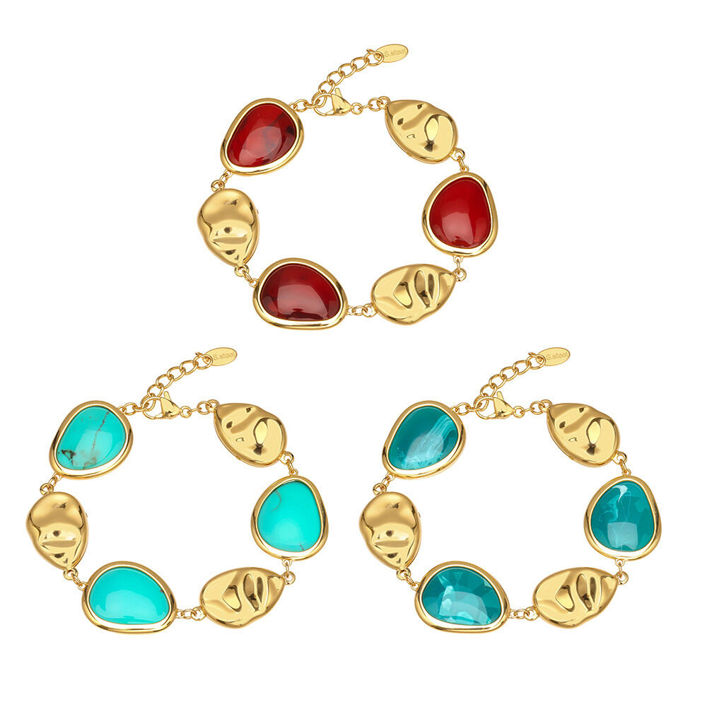 Irregular Shape Acrylic Stainless Steel   Gold Color  Waterproof Anti - Tarnish Women's Beaded Bracelets Picture6
