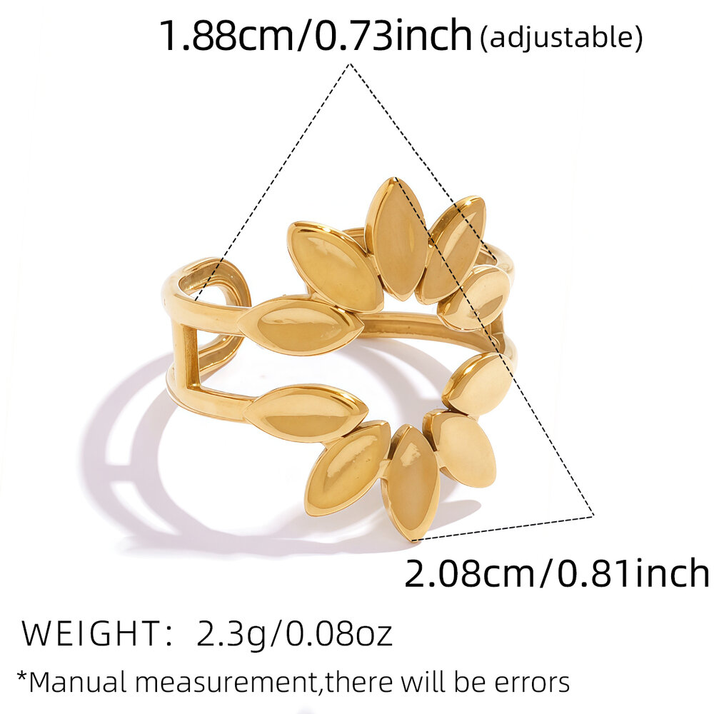 1 Piece Hollowed-out Lines Hypo - allergenic Stainless Steel Waterproof Gold Color Statement Rings h5Picture2