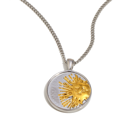1 Piece Simple  Daily Circle Stainless Steel Waterproof Women's Pendant Necklaces